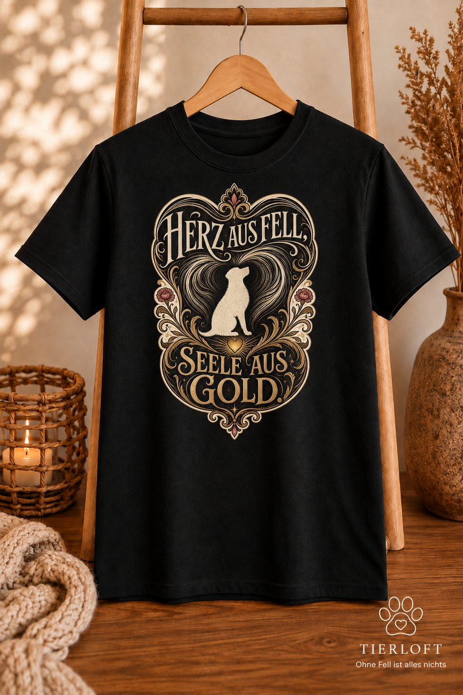 Herz aus Fell, Seele aus Gold – T-Shirt